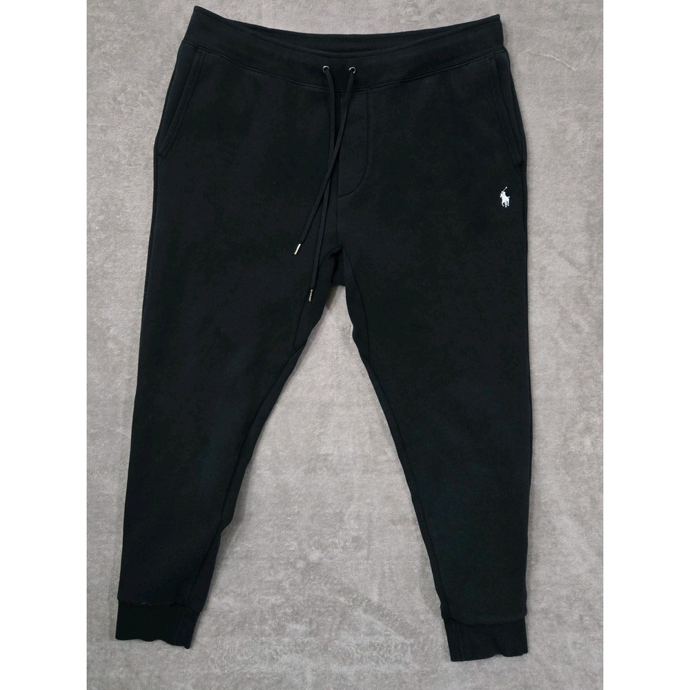 Polo Ralph Lauren Men Black Fleece Jogger Sweatpants XL Drawstring Logo Heritage